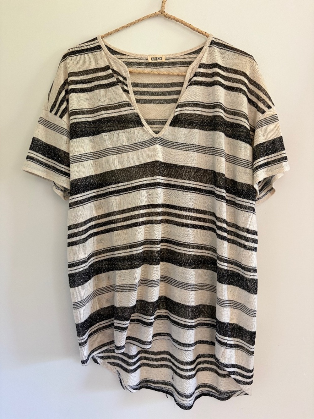 L'AGENCE STRIPE TOP WITH SPARKLE